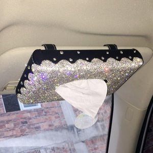 Creative Bling Crystal Diamond Car Ornaments Decoration Car Tissue Box Paper Holder Storage Rhinestone Car Interior Accessories