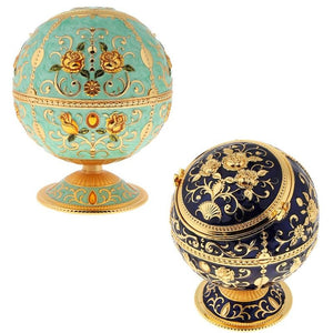 Carved Vintage Jewelry Storage Box Lovely Trinket Box European Embossed Pattern Gem Jade Stone Storage Cases Home Collections