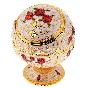 Carved Vintage Jewelry Storage Box Lovely Trinket Box European Embossed Pattern Gem Jade Stone Storage Cases Home Collections