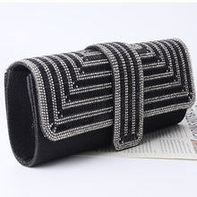Load image into Gallery viewer, Black Clutch Purse and Handbag with Rhinestone Women&#39;s Party Evening Bag Luxury Wedding Clutch Female Shoulder Bag
