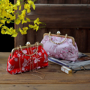 Classic Flowers Japan Style Vintage Kiss Lock Shell Bags Mother Gift Chain Women Shoulder Crossbody Bag Women&#39;s Handbags