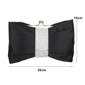 Luxy Moon Black Clutch Bag Women Bow Handbag Luxury Crystal Diamond Clutch Purse Party Wedding Bag Elegant Shoulder Bag ZD1469