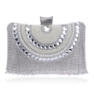 Rhinestones Tassel Clutch Diamonds Beaded Metal Evening Bags Chain Shoulder Messenger Purse Evening Bags For Wedding Bag