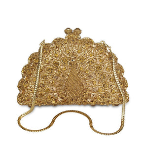 Gold Luxury Peacock Crystal Evening Bags Animal Clutch Designer Women Clutches Bridal Wedding Handbags Purses Party Bag