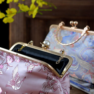 Classic Flowers Japan Style Vintage Kiss Lock Shell Bags Mother Gift Chain Women Shoulder Crossbody Bag Women&#39;s Handbags