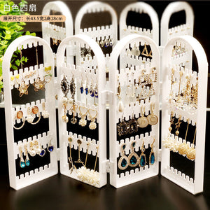 Jewelry Storage Box Earrings Display Stand Bracelet Necklace Organizer Foldable Portable Plastic Box 4 Doors 240 Holes Large