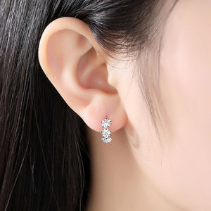 NEHZY 925 silver needle new women's fashion high quality jewelry crystal zircon flower type three five-leaf flower earrings