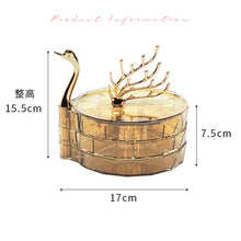 Load image into Gallery viewer, 3-tiered Swan Rotating Jewelry Box Transparent Dustproof Large Capacity Earrings Bracelet Necklace Desktop Display Storage Box
