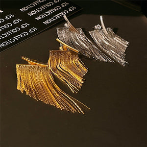 Fashion Statement Earring Long Statement Gold Color Bling Tassel Earrings For Women Female Wedding Daily Pendant Jewelry Gifts