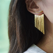 Load image into Gallery viewer, Fashion Statement Earring Long Statement Gold Color Bling Tassel Earrings For Women Female Wedding Daily Pendant Jewelry Gifts
