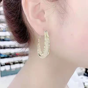 Korean Fashion 925 Silver Needle Woven Mesh Oval Hoop Earrings for Women Wedding Party Anniversary Gift Jewelry Pendientes Mujer