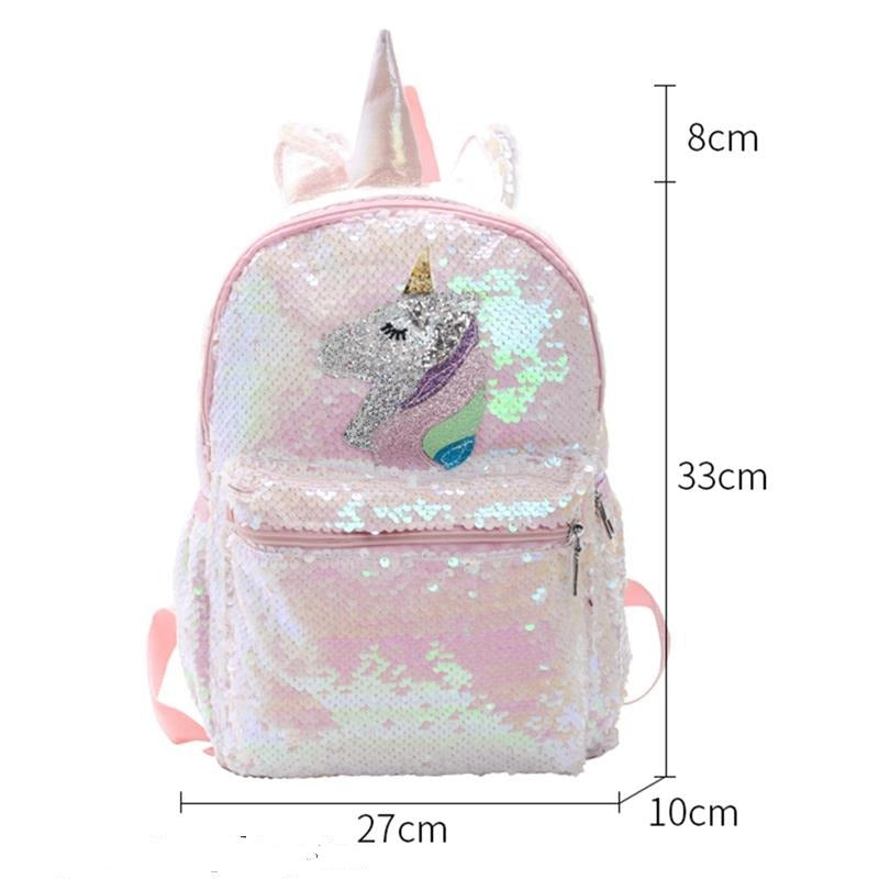 Unicorn Sequin Backpack Cartoon School Bag School Bookbag large capacity Book food Storage Double Shoulder Backpack Travel Bag