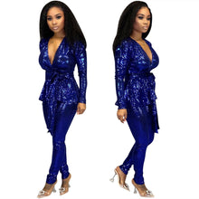 Load image into Gallery viewer, 2020 Winter Women Sets Hot Stamping Tracksuits Full Sleeve Sashes Tops+Pants Suit Two Piece Set Night Club Party Outfits GL6332
