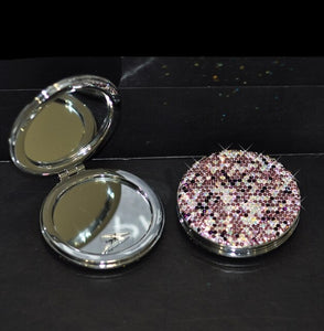 Shinning Rhinestones Small Vanity Mirror Round Flap Folding Bling Mini Handheld Mirror Fashion Kawaii Makeup Mirrors Hand Mirror