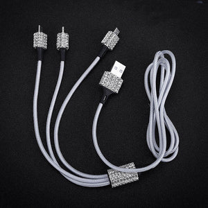 Diamond Crystal 3 in 1 USB Cable For iPhone Charging Charger Data Cable Type C Type-c Micro USB Cable For Samsung Xiaomi Wire