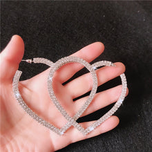 Load image into Gallery viewer, FYUAN Big Heart Crystal Hoop Earrings for Women Bijoux Geometric Rhinestones Earrings Statement Jewelry Party Gifts
