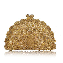 Load image into Gallery viewer, Gold Luxury Peacock Crystal Evening Bags Animal Clutch Designer Women Clutches Bridal Wedding Handbags Purses Party Bag
