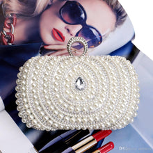 Load image into Gallery viewer, Retro Pearl Diamonds Wedding Bag Gold Silver Bling Bling Beaded Diamonds Dinner Bags Female Handbag Celebrity Evening Dress Bag
