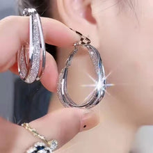 Load image into Gallery viewer, Korean Fashion 925 Silver Needle Woven Mesh Oval Hoop Earrings for Women Wedding Party Anniversary Gift Jewelry Pendientes Mujer
