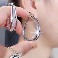 Korean Fashion 925 Silver Needle Woven Mesh Oval Hoop Earrings for Women Wedding Party Anniversary Gift Jewelry Pendientes Mujer