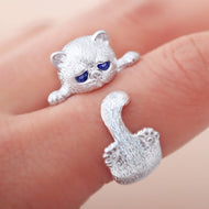 S925 Korean Cute Little Cat Creative Cat Ring Adjustable Cat Paw Simple Style For Women Girl Daily Accessory Fashion Jewelry