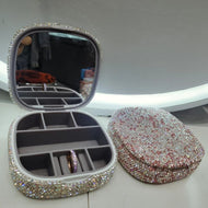 Sparkling Luxury Rhinestone Jewelry Box Case Bling Makeup Organizer Dresser Display Cabinet Travel Portable Storage Box