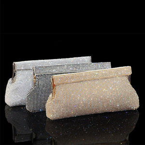 Luxury Diamond Women's Clutch Bag Bridal Wedding Purse Handbag Gold Silver Black Rhinestone Evening Bag ZD1767